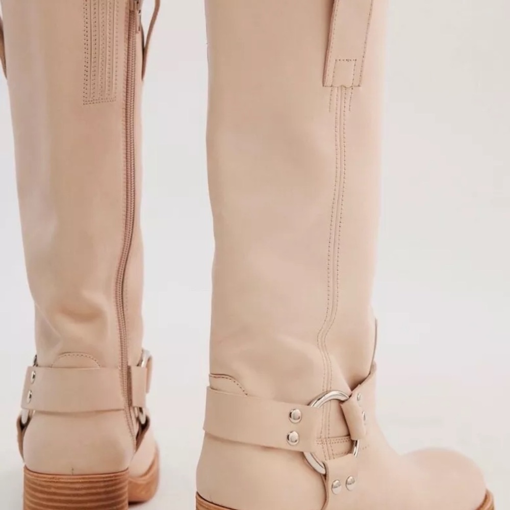 Free People Jeffrey Campbell Kira Reflection Boot Harness Ivory Nubuck Leather - Picture 4 of 10